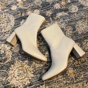A New Day Cream Heeled Boots with Chunky Heel